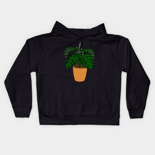 Green Monstera Plant Illustration | Plant in a pot Kids Hoodie